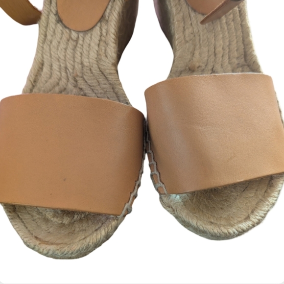 J.Crew Corsica Caramel Leather Ankle Strap Espadrille Wedge Sandals Size 7 - Picture 8 of 11